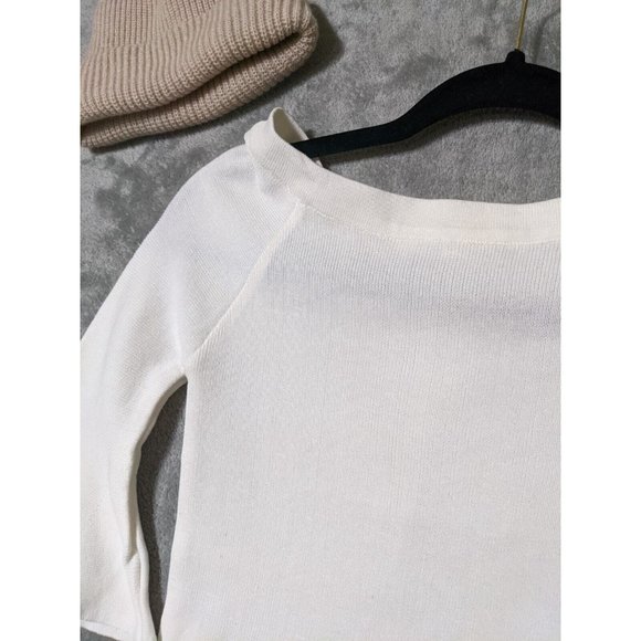 🍑AIR SPACE Women Sweater Knit Pullover Stretch Fall Winter Solid White XS(0-2) - Picture 8 of 12